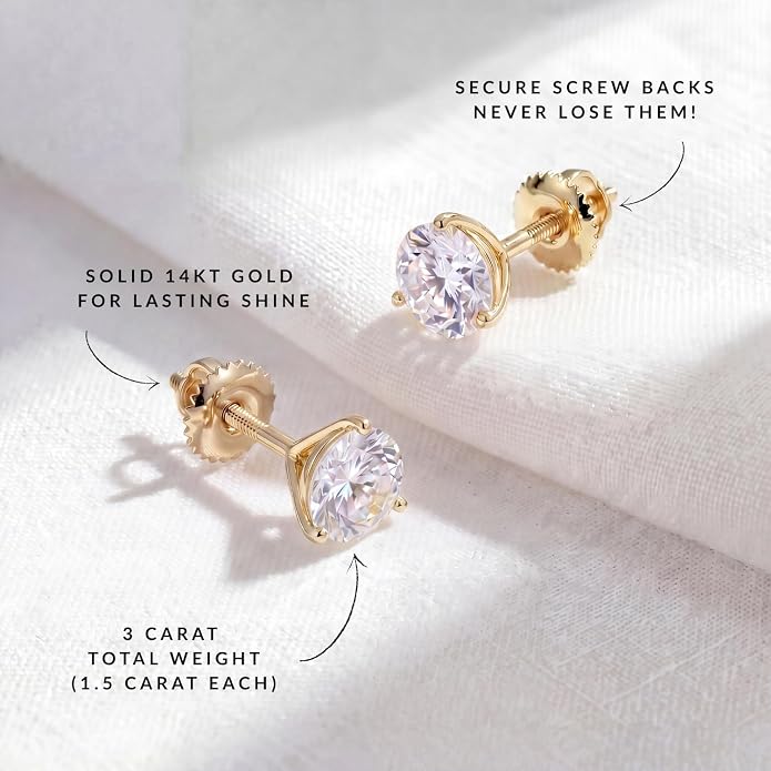 Privosa - Lab Grown Diamond Stud Earrings in 14K Gold