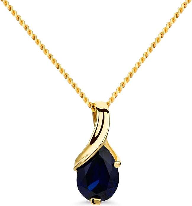 Orovi 14K Gold Necklace for Women in 14K Yellow Gold/White Gold 585 with Ruby/Sapphire/Emerald/Topaz/Amethyst Gemstone/Birthstone Pendant Necklace and Gold Chain 17.7 ″ Long - Women's Jewelry