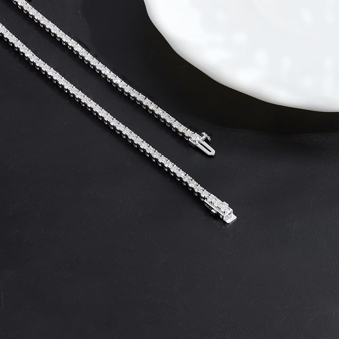 DEWBERRY 8.5Ct IGI Certified Lab Grown Diamond Tennis Necklace 10K/14K Gold 18 "inch