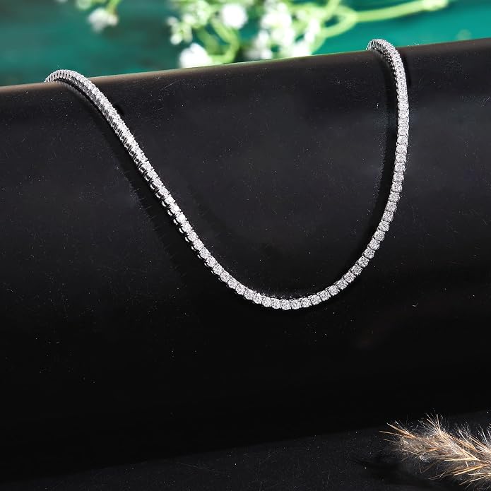 DEWBERRY 8.5Ct IGI Certified Lab Grown Diamond Tennis Necklace 10K/14K Gold 18 "inch