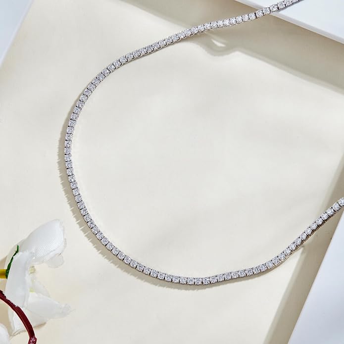 DEWBERRY 8.5Ct IGI Certified Lab Grown Diamond Tennis Necklace 10K/14K Gold 18 "inch
