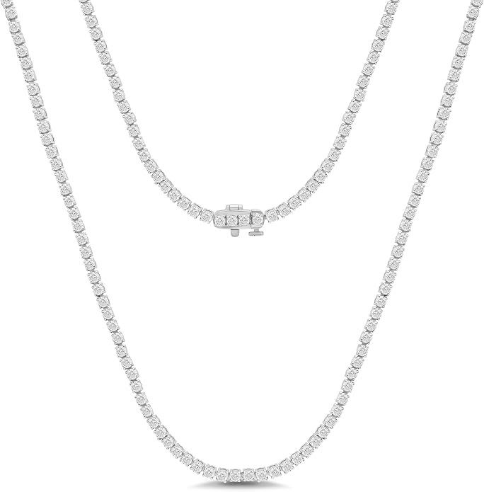 DEWBERRY 8.5Ct IGI Certified Lab Grown Diamond Tennis Necklace 10K/14K Gold 18 "inch